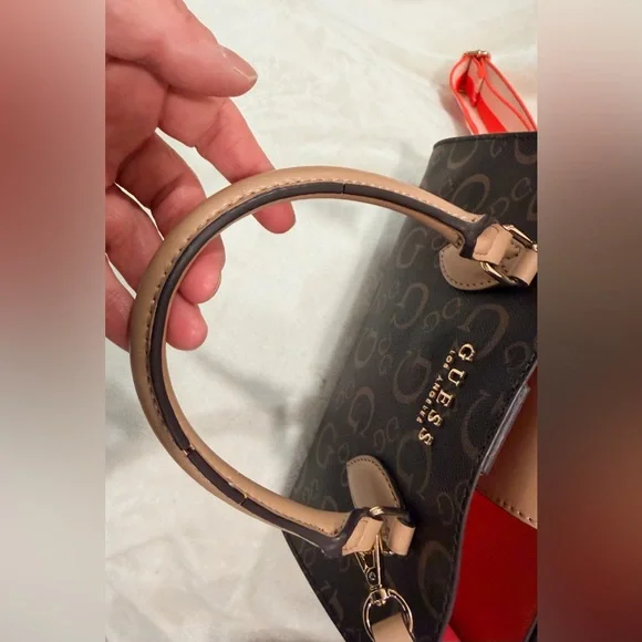 Guess Brown Monogram Mini Satchel Crossbody - Picture 8 of 15